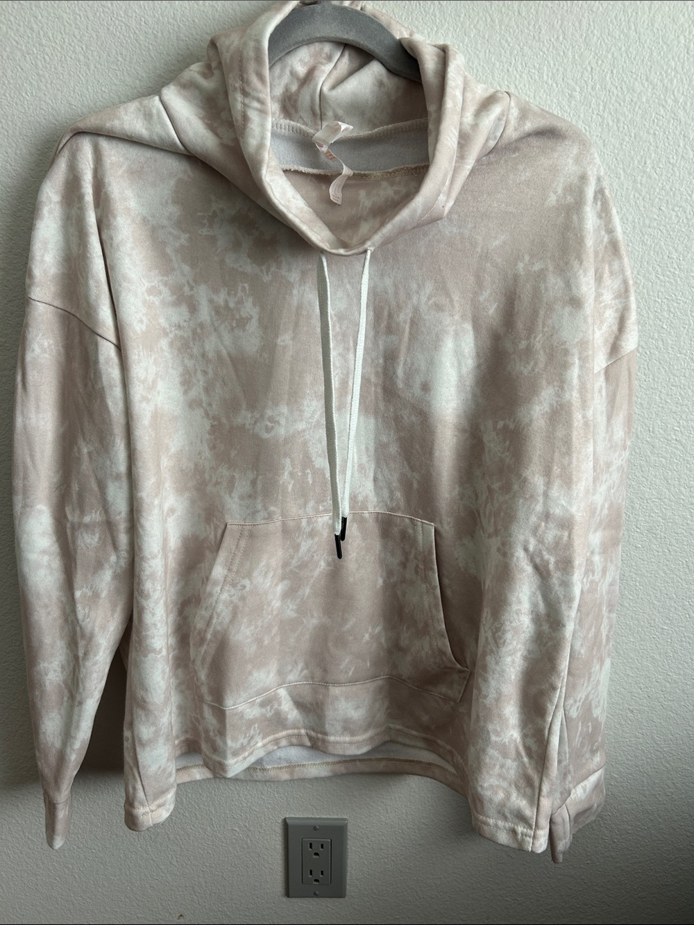 Adrienne Vittadini Light pinkish beige Tie-Dye Hooded Sweater